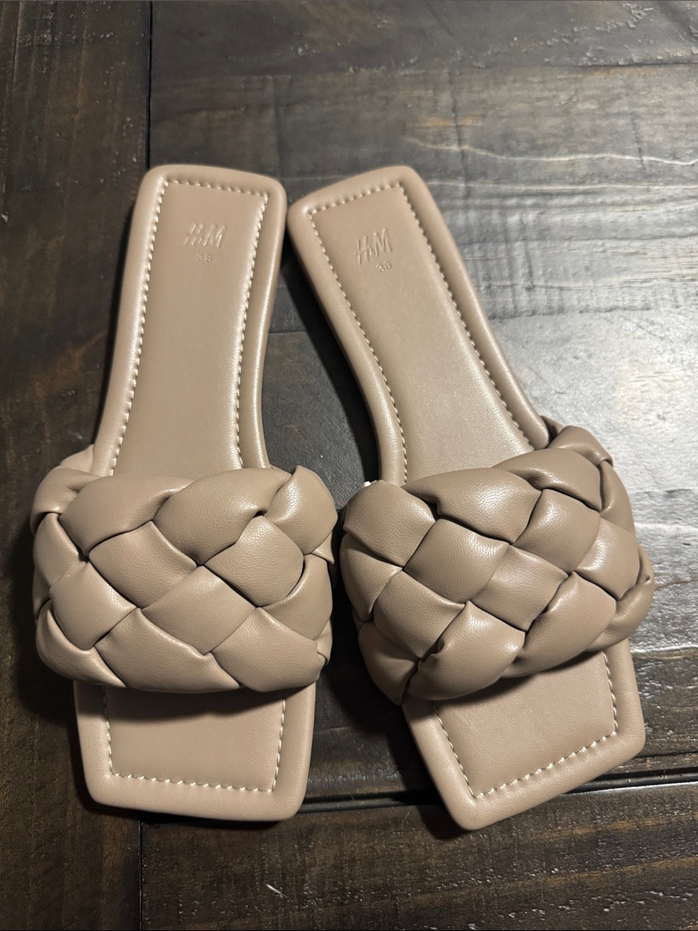 H&M Braided Slide Sandals in Beige